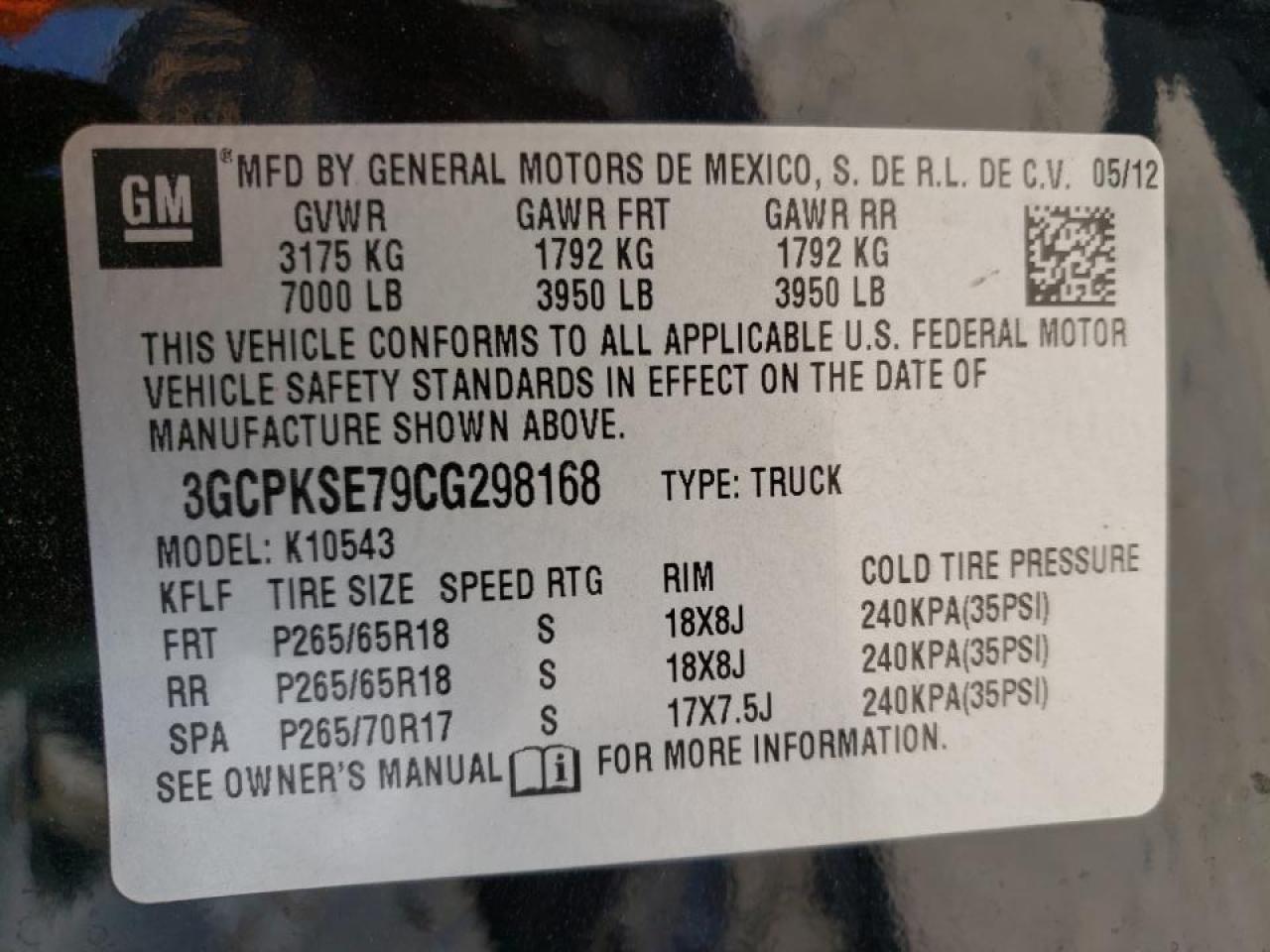 Photo 10 from auction – 2012 CHEVROLET SILVERADO with VIN 3GCPKSE79CG298168