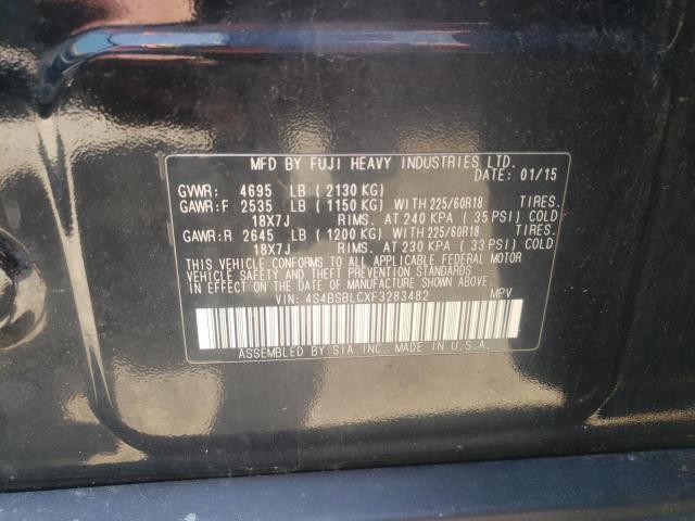 Photo 10 from auction – 2015 SUBARU OUTBACK 2. with VIN 4S4BSBLCXF3283482