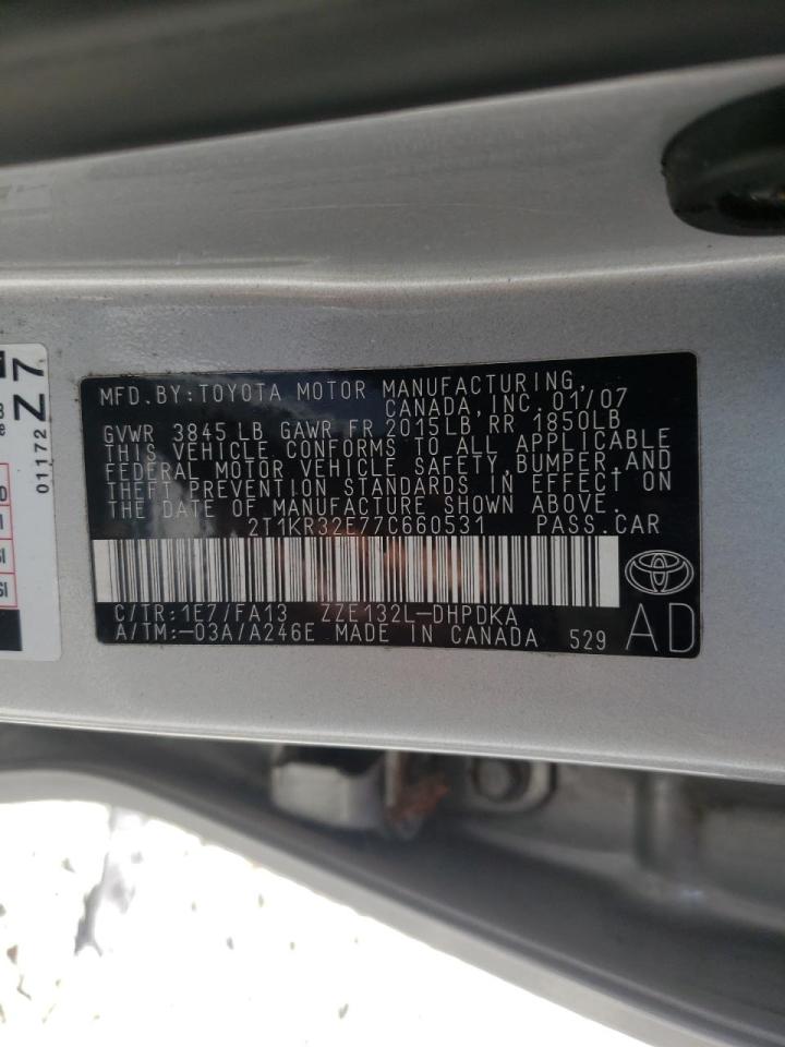 Photo 10 from auction – 2007 TOYOTA COROLLA MA with VIN 2T1KR32E77C660531