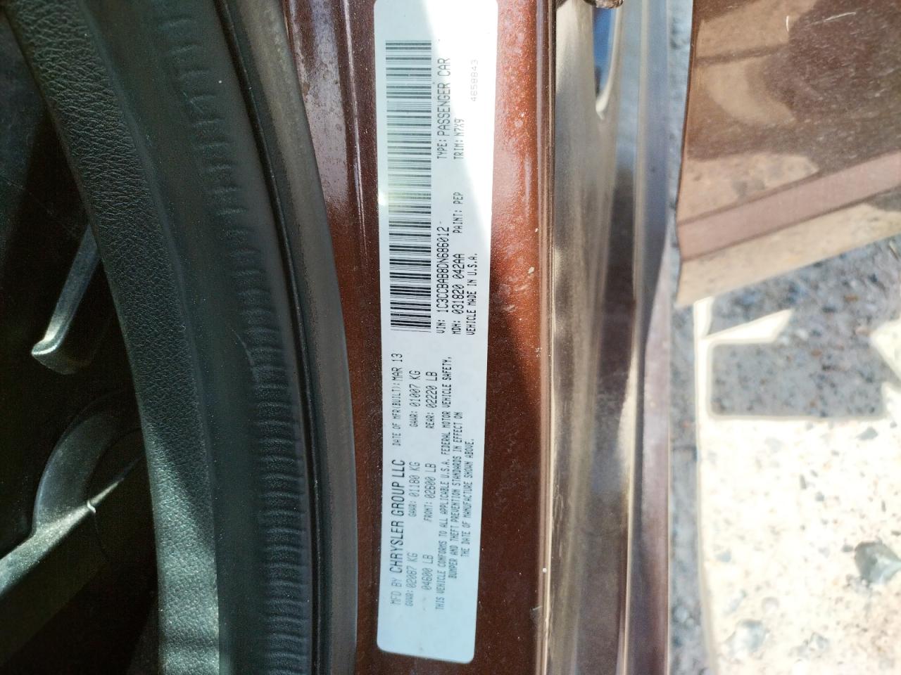 Photo 10 from auction – 2013 CHRYSLER 200 LX with VIN 1C3CCBAB8DN686012