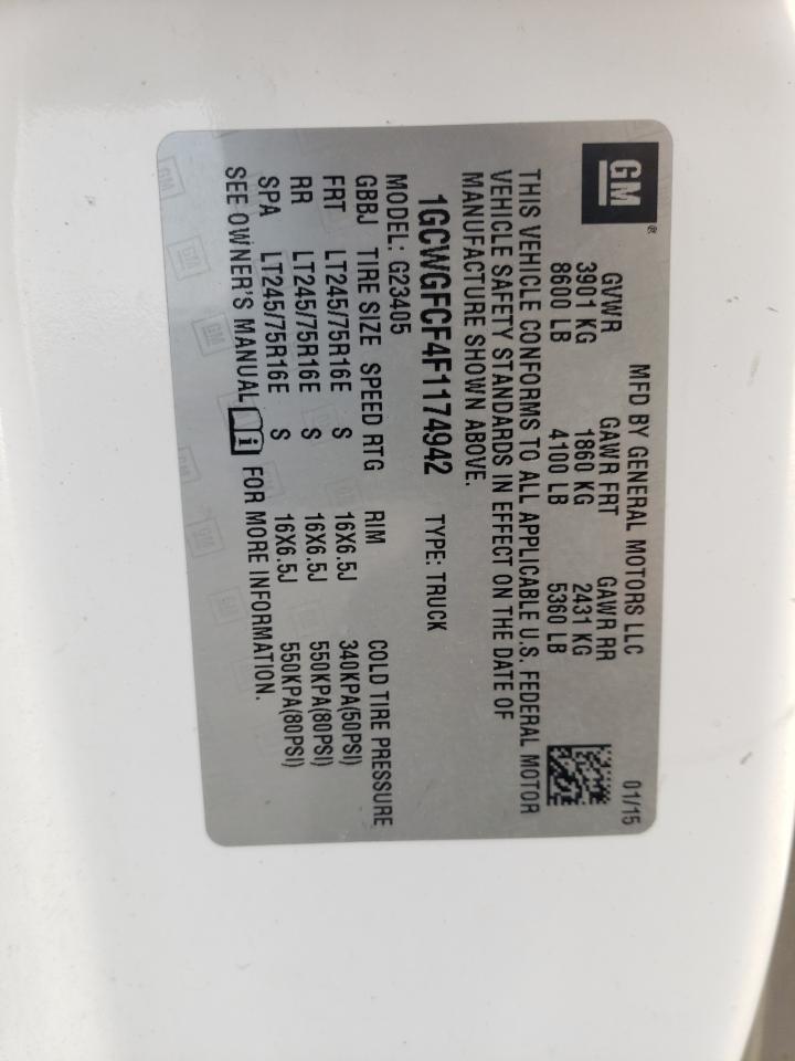 Photo 10 from auction – 2015 CHEVROLET EXPRESS G2 with VIN 1GCWGFCF4F1174942