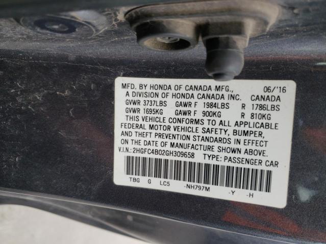 Photo 10 from auction – 2016 HONDA CIVIC LX with VIN 2HGFC4B02GH309658