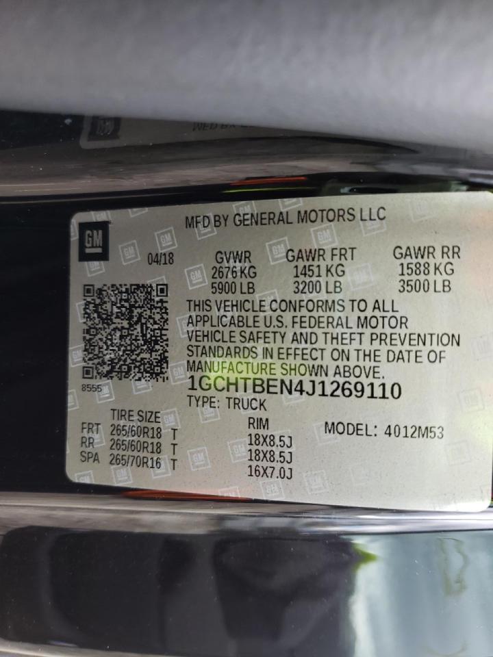 Photo 10 from auction – 2018 CHEVROLET COLORADO with VIN 1GCHTBEN4J1269110