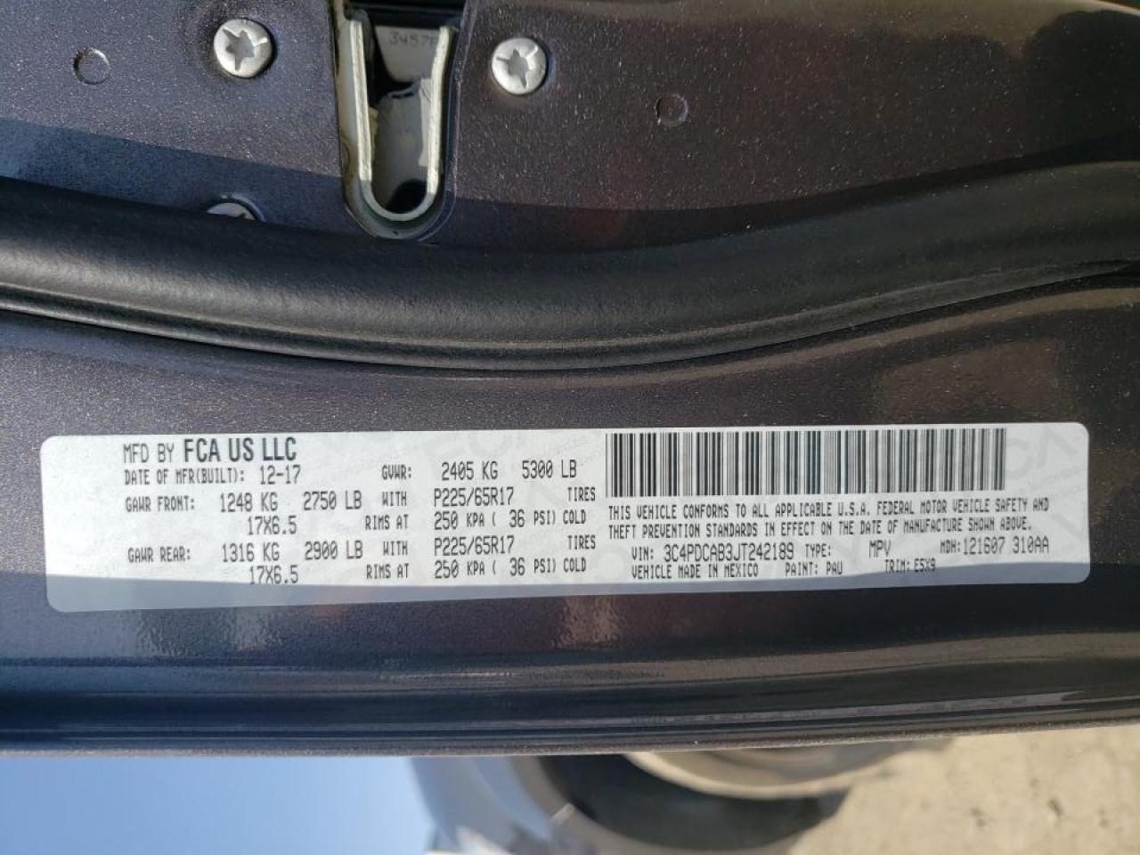 Photo 10 from auction – 2018 DODGE JOURNEY SE with VIN 3C4PDCAB3JT242189