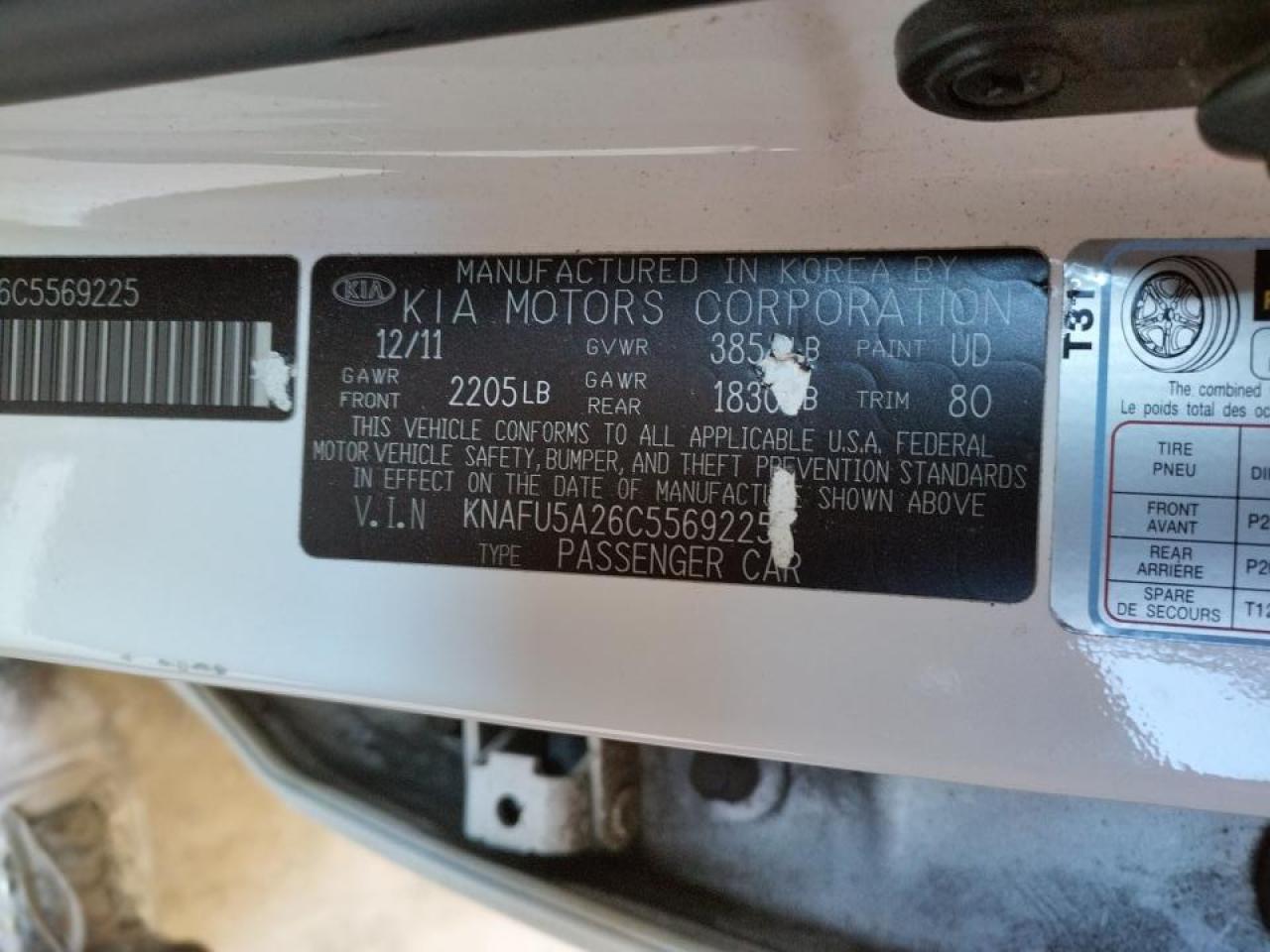 Photo 10 from auction – 2012 KIA FORTE EX with VIN KNAFU5A26C5569225