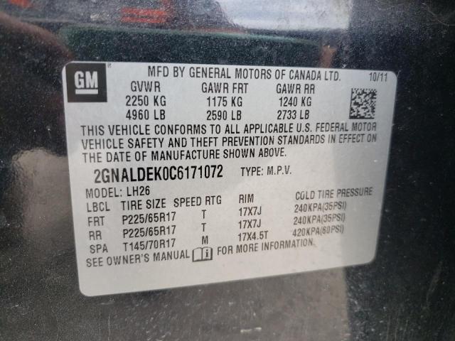 Photo 10 from auction – 2012 CHEVROLET EQUINOX LT with VIN 2GNALDEK0C6171072