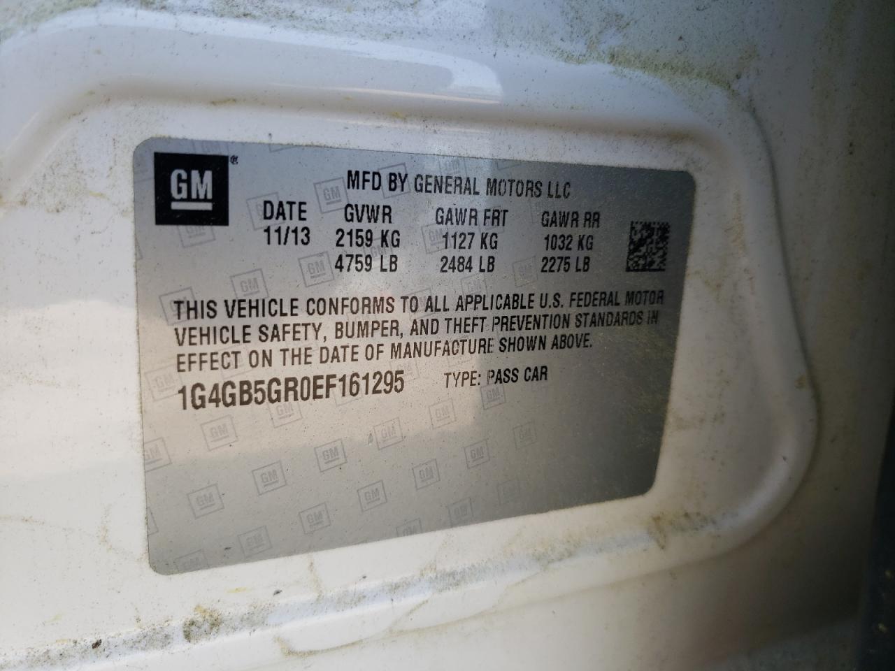 Photo 10 from auction – 2014 BUICK LACROSSE with VIN 1G4GB5GR0EF161295
