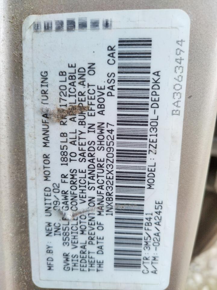 Photo 10 from auction – 2003 TOYOTA COROLLA CE with VIN 1NXBR32EX3Z095247