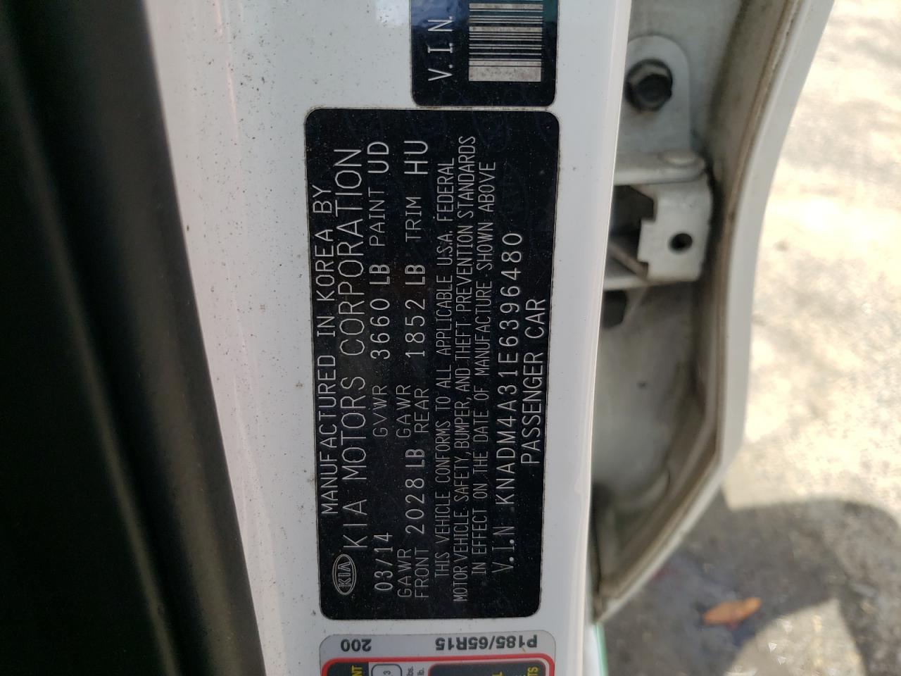 Photo 10 from auction – 2014 KIA RIO LX with VIN KNADM4A31E6396480