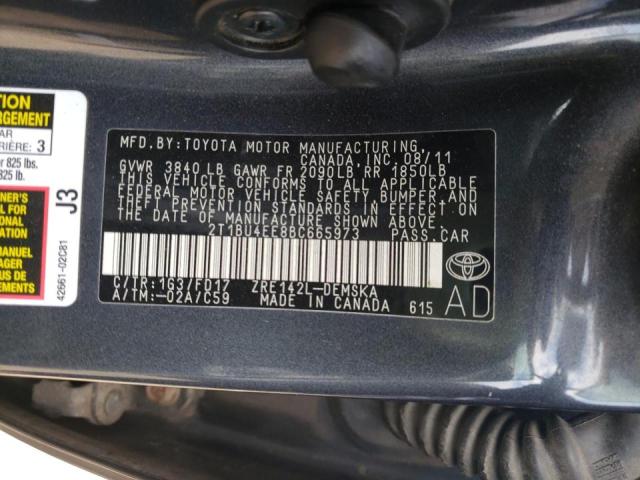 Photo 10 from auction – 2011 TOYOTA COROLLA BA with VIN 2T1BU4EE8BC665973