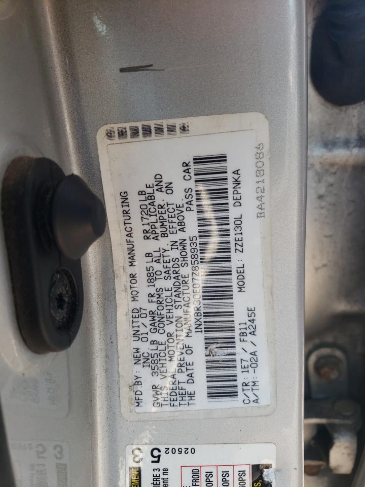 Photo 10 from auction – 2007 TOYOTA COROLLA CE with VIN 1NXBR30E07Z858935