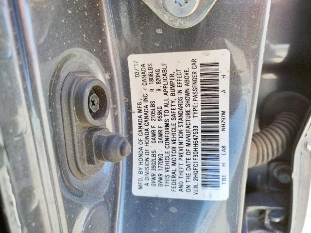 Photo 10 from auction – 2017 HONDA CIVIC EX with VIN 2HGFC1F30HH647533