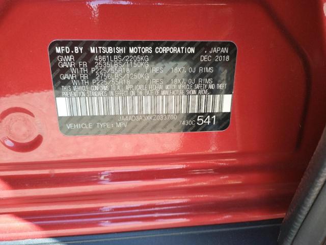 Photo 10 from auction – 2019 MITSUBISHI OUTLANDER with VIN JA4AD3A3XKZ033700