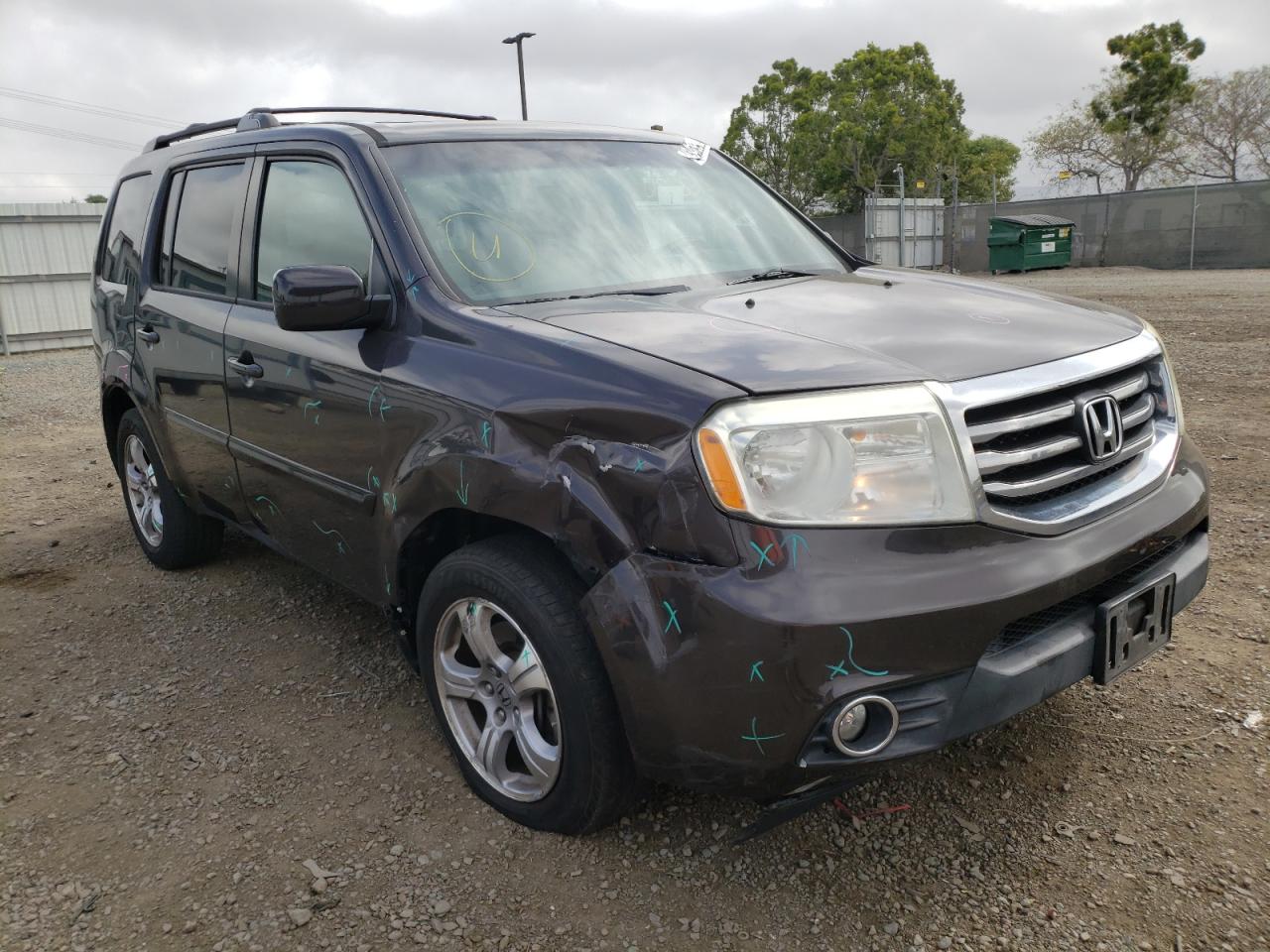HONDA PILOT EXL 2013 with VIN 5FNYF3H5XDB007368 - Photo from auction