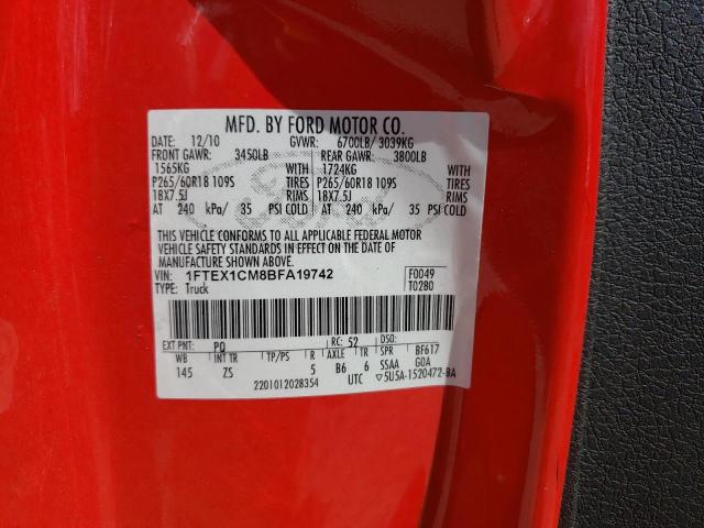 Photo 10 from auction – 2011 FORD F150 SUPER with VIN 1FTEX1CM8BFA19742