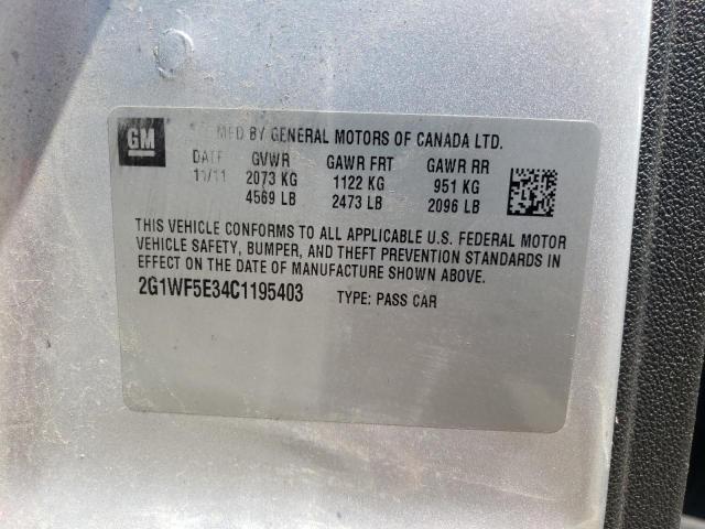 Photo 10 from auction – 2012 CHEVROLET IMPALA LS with VIN 2G1WF5E34C1195403