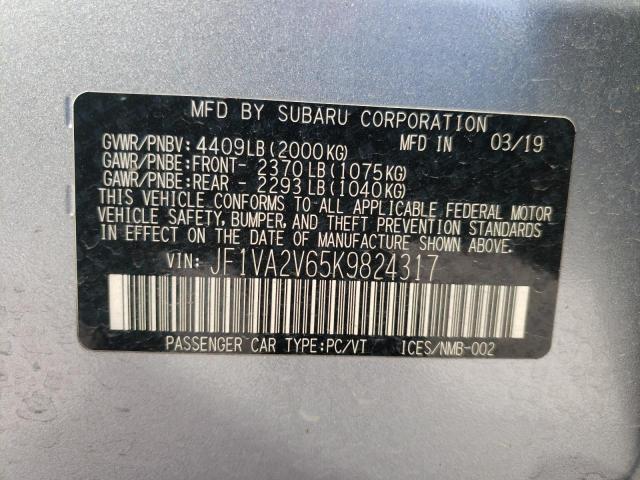 Photo 10 from auction – 2019 SUBARU WRX STI LI with VIN JF1VA2V65K9824317