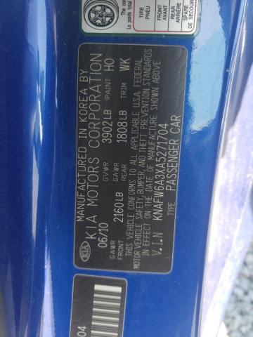 Photo 10 from auction – 2010 KIA FORTE SX with VIN KNAFW6A3XA5271704