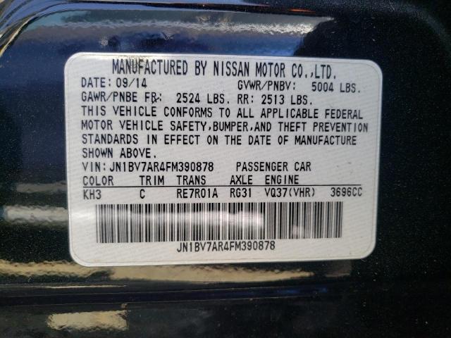INFINITI Q50 BASE 2015 with VIN JN1BV7AR4FM390878 - Photo from auction