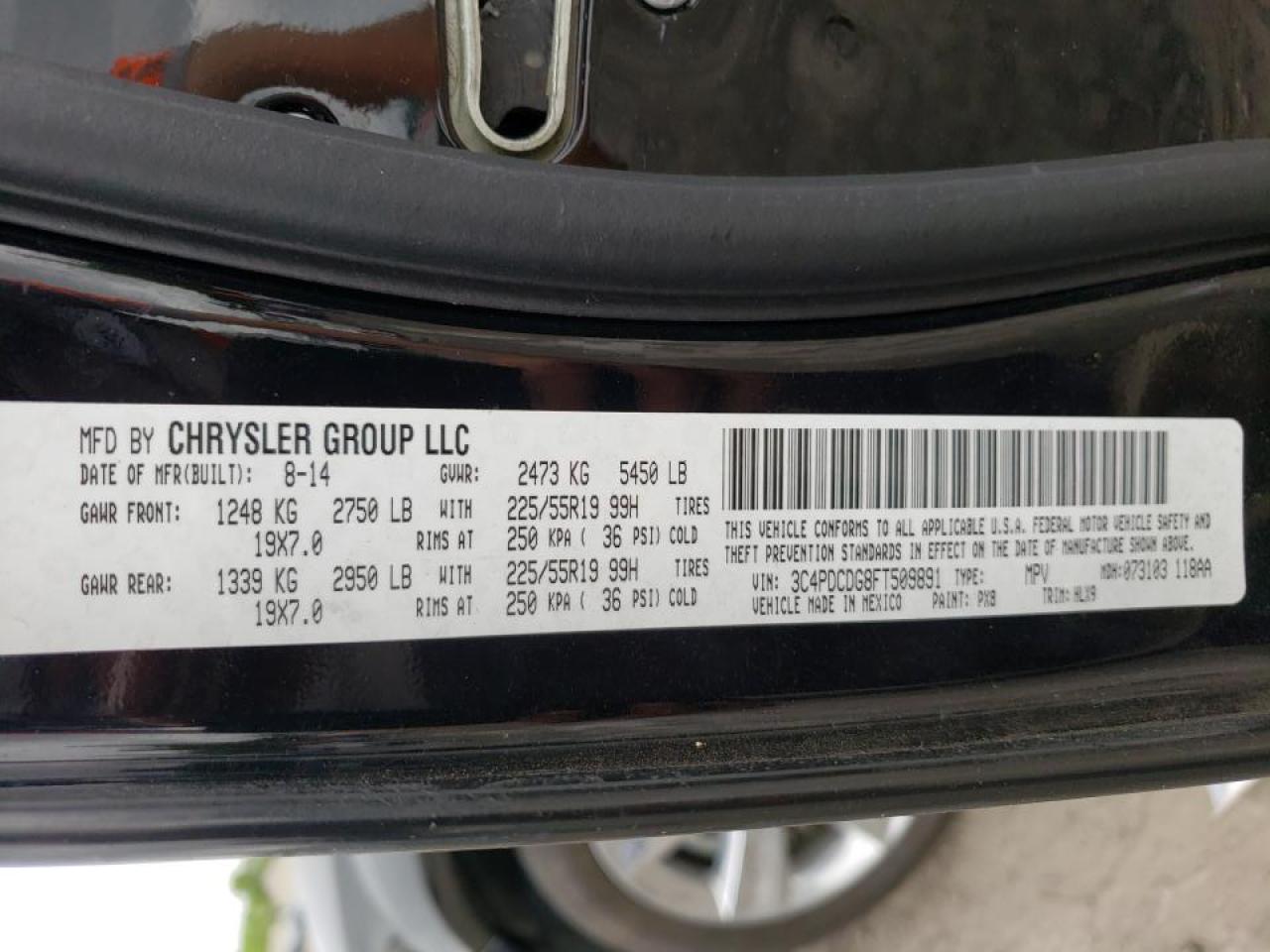 Photo 10 from auction – 2015 DODGE JOURNEY LI with VIN 3C4PDCDG8FT509891
