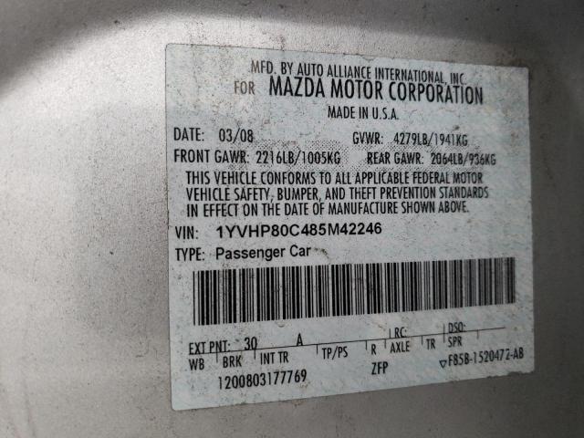 Photo 10 from auction – 2008 MAZDA 6 I with VIN 1YVHP80C485M42246