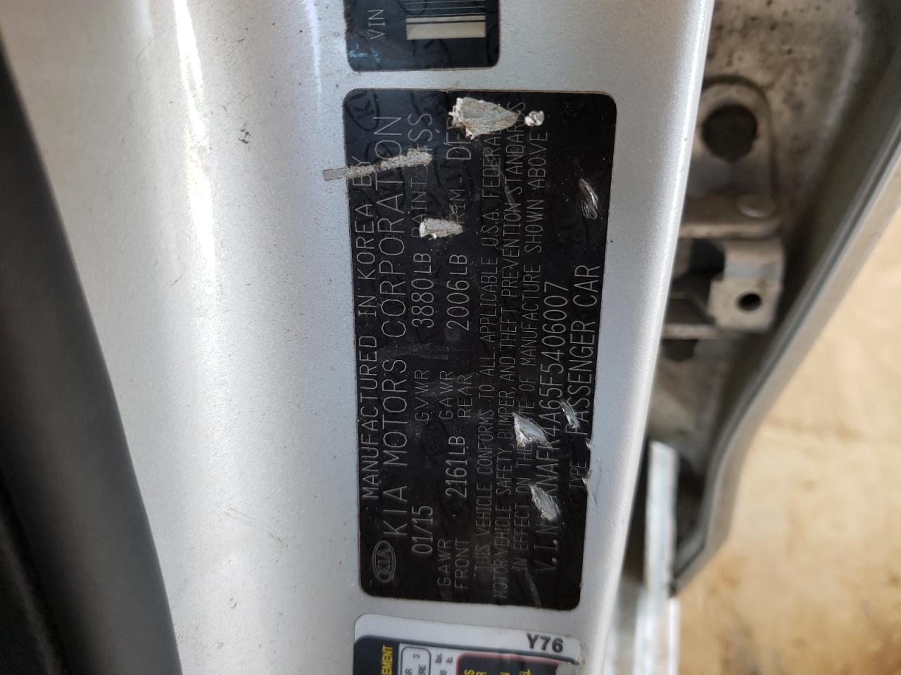 Photo 10 from auction – 2015 KIA FORTE LX with VIN KNAFK4A65F5406007