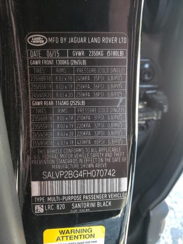 Photo 10 from auction – 2015 LAND ROVER RANGE ROVE with VIN SALVP2BG4FH070742