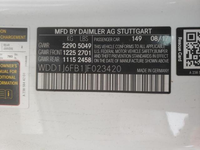 Photo 10 from auction – 2018 MERCEDES-BENZ E 450 with VIN WDD1J6FB1JF023420