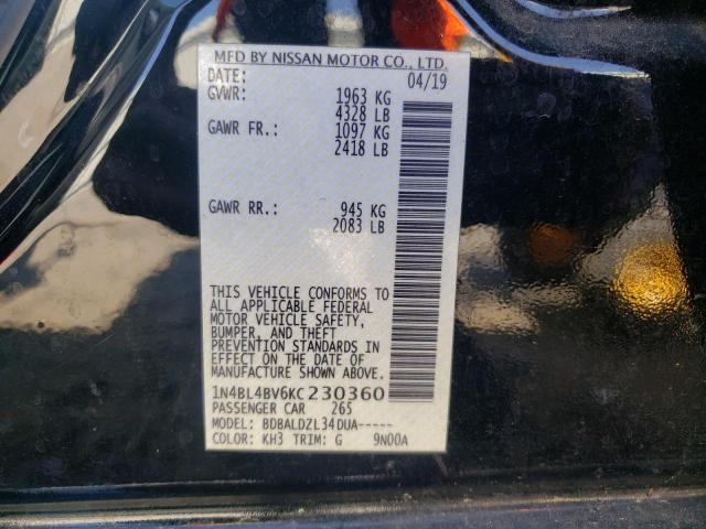 Photo 1 from auction – 2019 NISSAN ALTIMA S with VIN 1N4BL4BV6KC230360