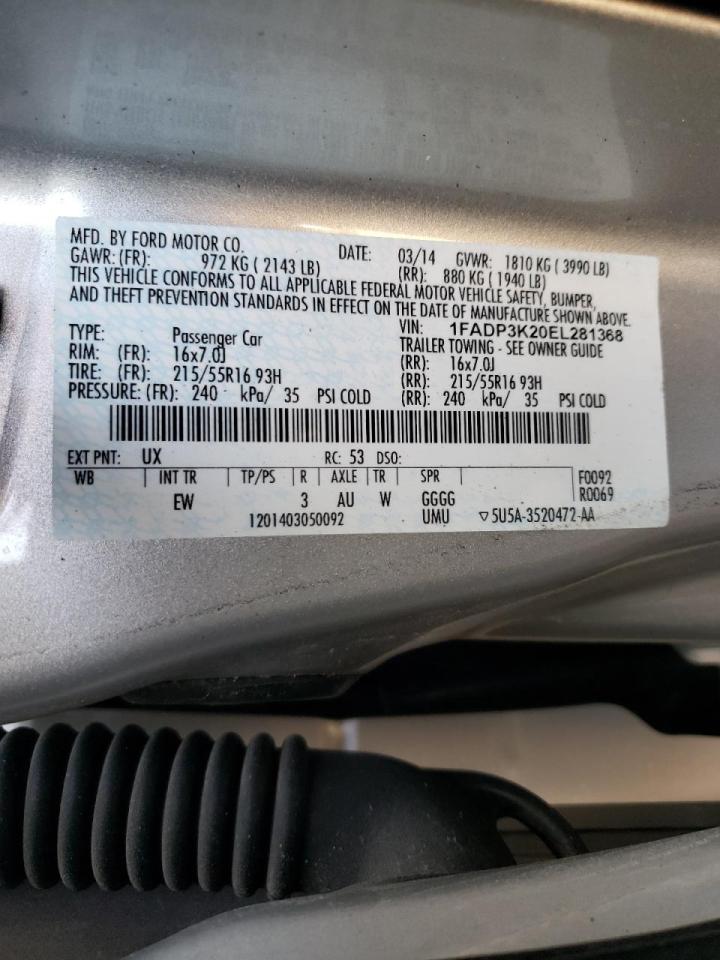 Photo 10 from auction – 2014 FORD FOCUS SE with VIN 1FADP3K20EL281368