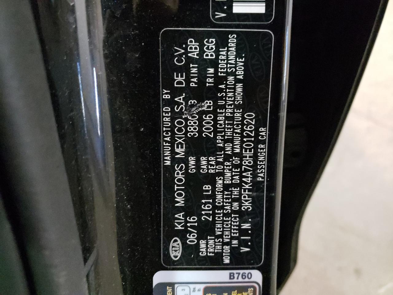 Photo 10 from auction – 2017 KIA FORTE LX with VIN 3KPFK4A78HE012620