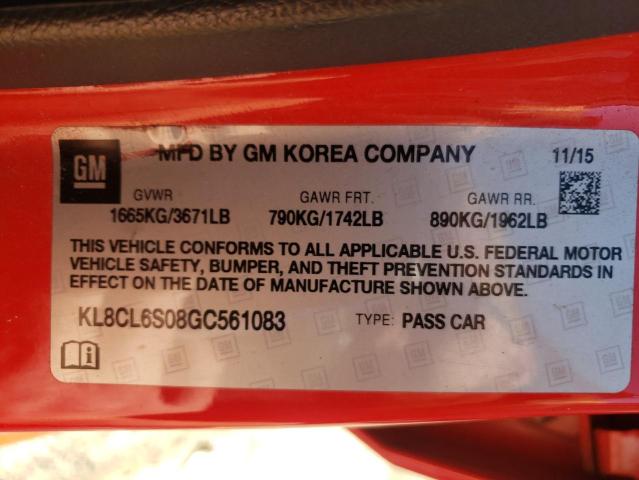 Photo 10 from auction – 2016 CHEVROLET SPARK EV 2 with VIN KL8CL6S08GC561083