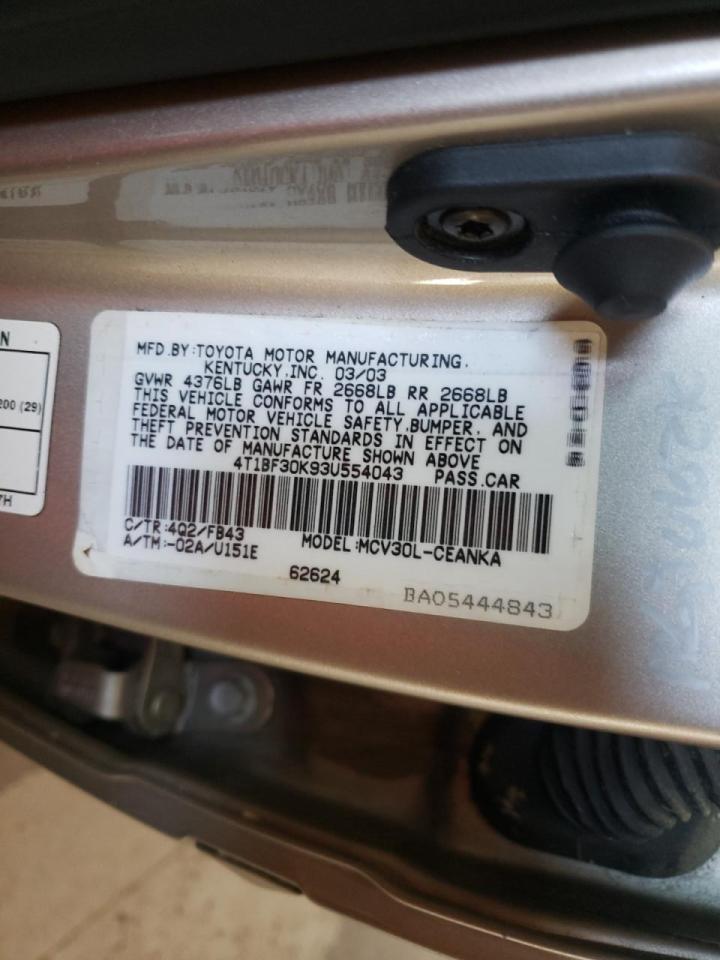 Photo 10 from auction – 2003 TOYOTA CAMRY LE with VIN 4T1BF30K93U554043