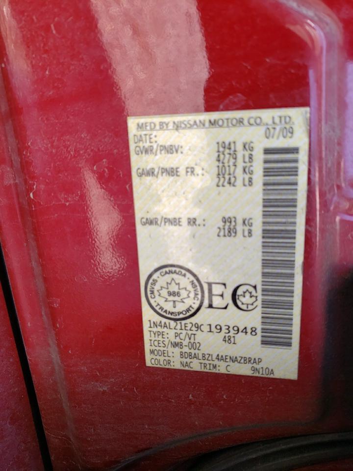 Photo 10 from auction – 2009 NISSAN ALTIMA 2.5 with VIN 1N4AL21E29C193948