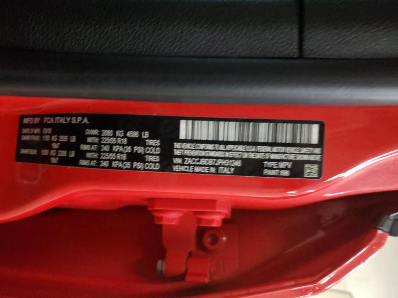 Photo 10 from auction – 2018 JEEP RENEGADE L with VIN ZACCJBDB7JPH31246