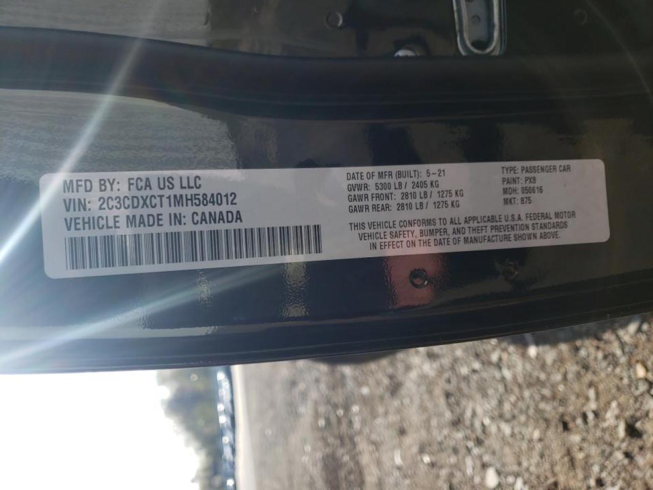 Photo 10 from auction – 2021 DODGE CHARGER R/ with VIN 2C3CDXCT1MH584012