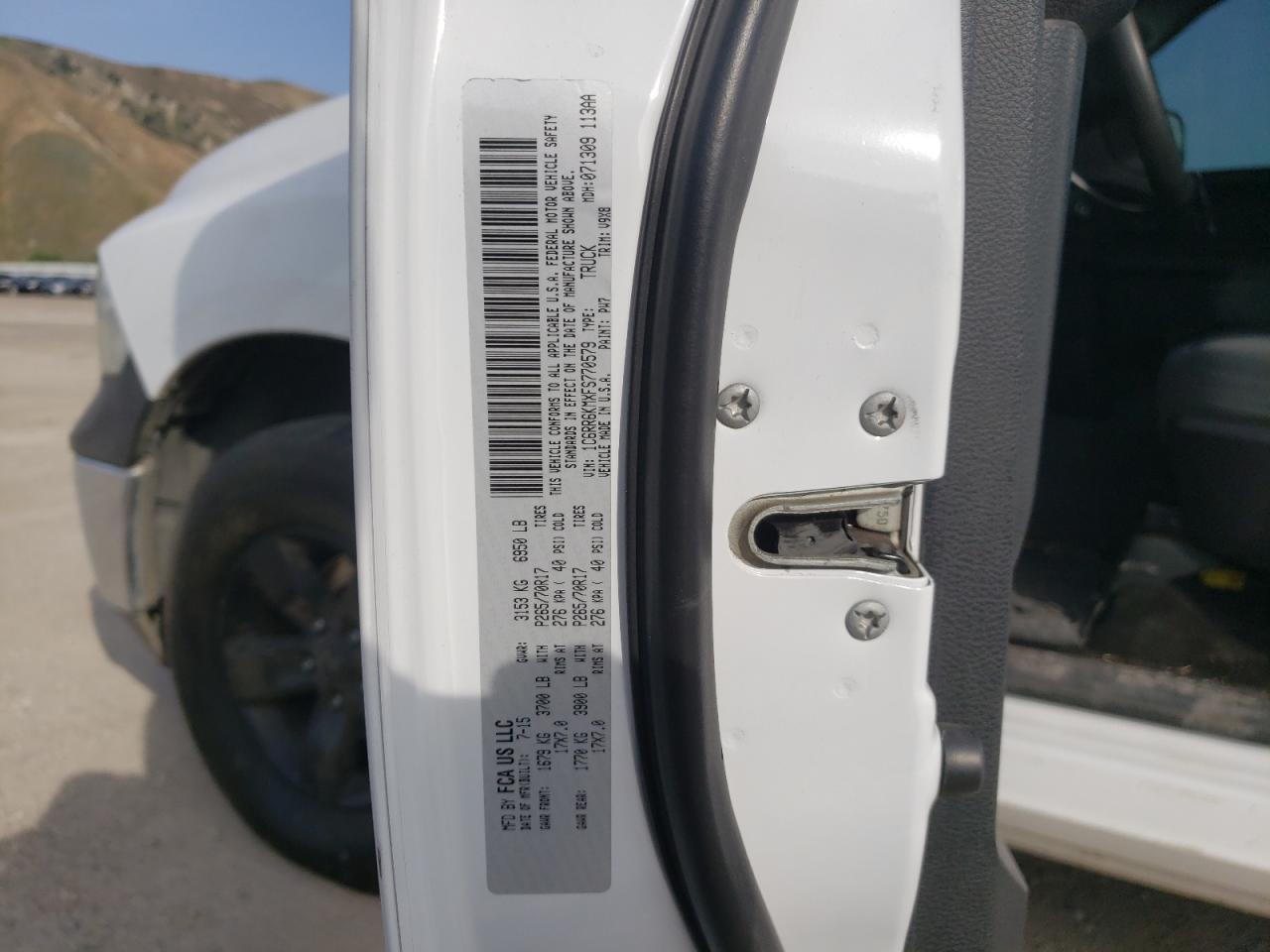 Photo 10 from auction – 2015 RAM 1500 ST with VIN 1C6RR6KMXFS770579