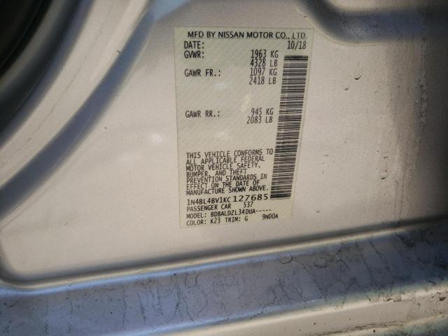Photo 10 from auction – 2019 NISSAN ALTIMA S with VIN 1N4BL4BV1KC127685