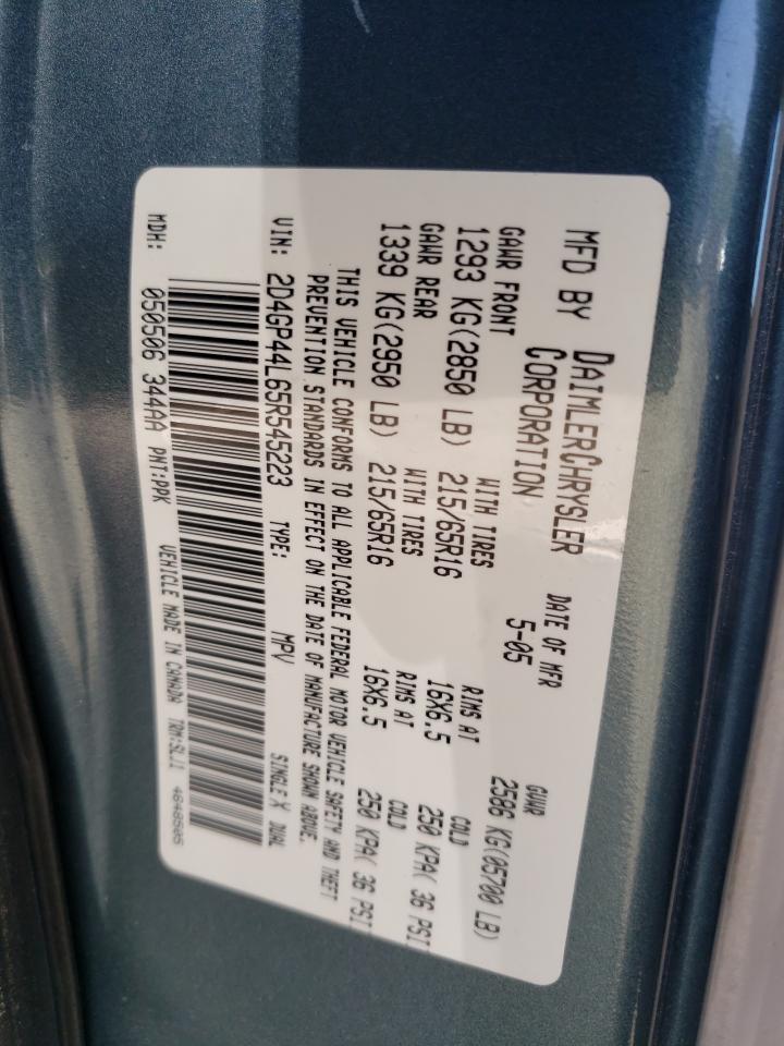 Photo 10 from auction – 2005 DODGE GRAND CARA with VIN 2D4GP44L65R545223