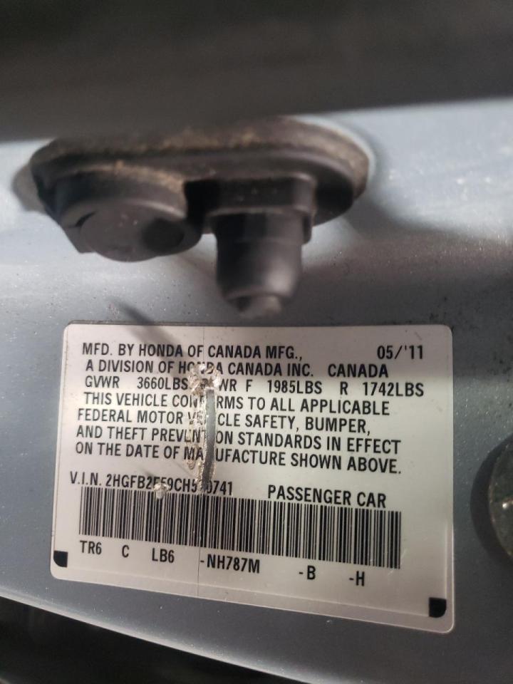 Photo 10 from auction – 2012 HONDA CIVIC with VIN 2HGFB2F59CH510741