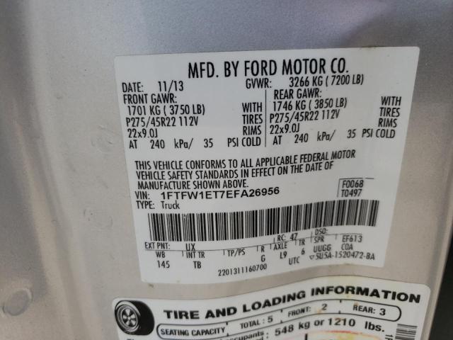 Photo 10 from auction – 2014 FORD F150 SUPER with VIN 1FTFW1ET7EFA26956