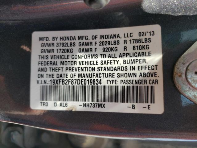 Photo 10 from auction – 2013 HONDA CIVIC EX with VIN 19XFB2F87DE019834
