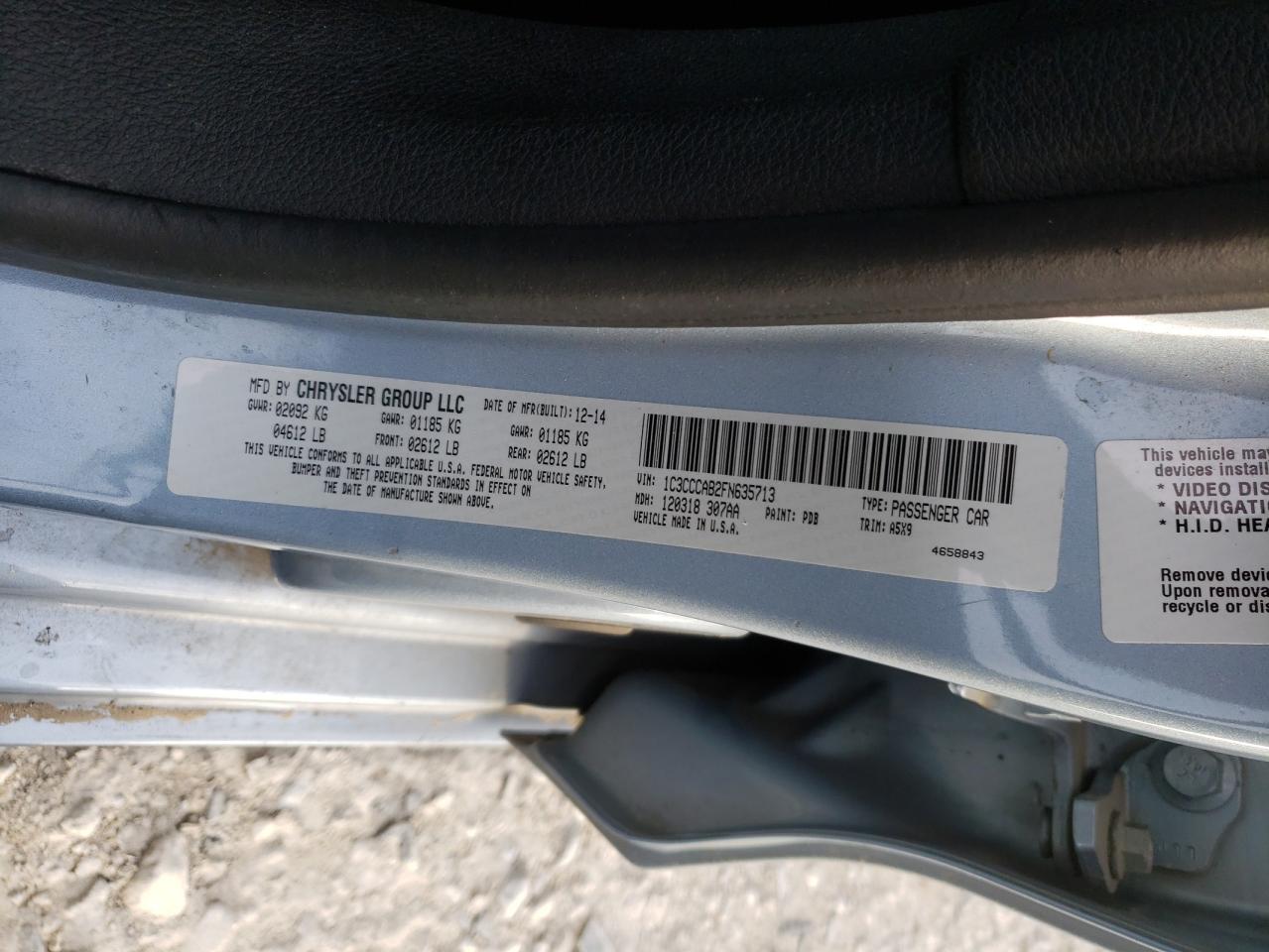 Photo 10 from auction – 2015 CHRYSLER 200 LIMITE with VIN 1C3CCCAB2FN635713