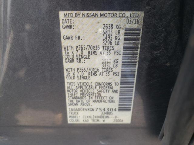 Photo 10 from auction – 2016 NISSAN FRONTIER S with VIN 1N6AD0EV8GN754304