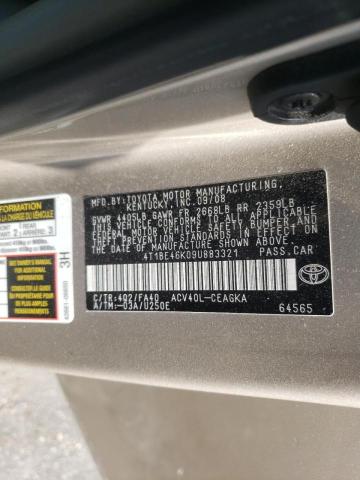 Photo 10 from auction – 2009 TOYOTA CAMRY BASE with VIN 4T1BE46K09U883321