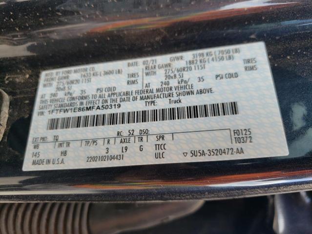 Photo 10 from auction – 2021 FORD F150 SUPER with VIN 1FTFW1E86MFA50319