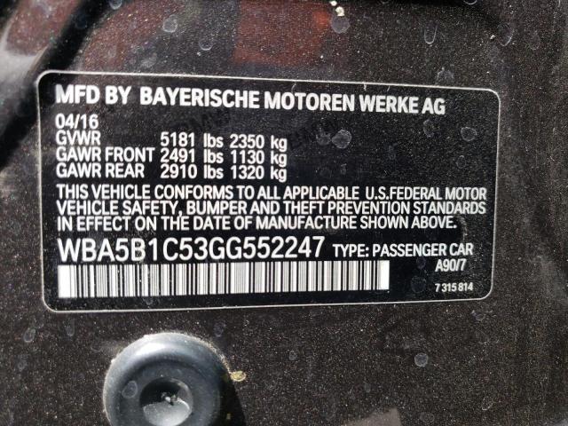Photo 10 from auction – 2016 BMW 535 I with VIN WBA5B1C53GG552247