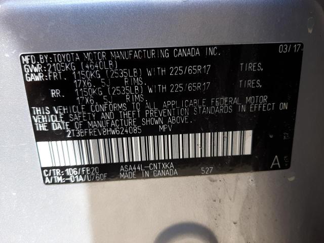 Photo 10 from auction – 2017 TOYOTA RAV4 LE with VIN 2T3BFREV8HW624085