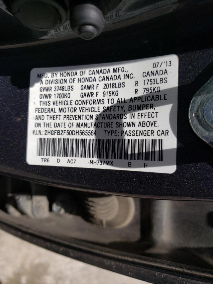 Photo 10 from auction – 2013 HONDA CIVIC LX with VIN 2HGFB2F50DH565564