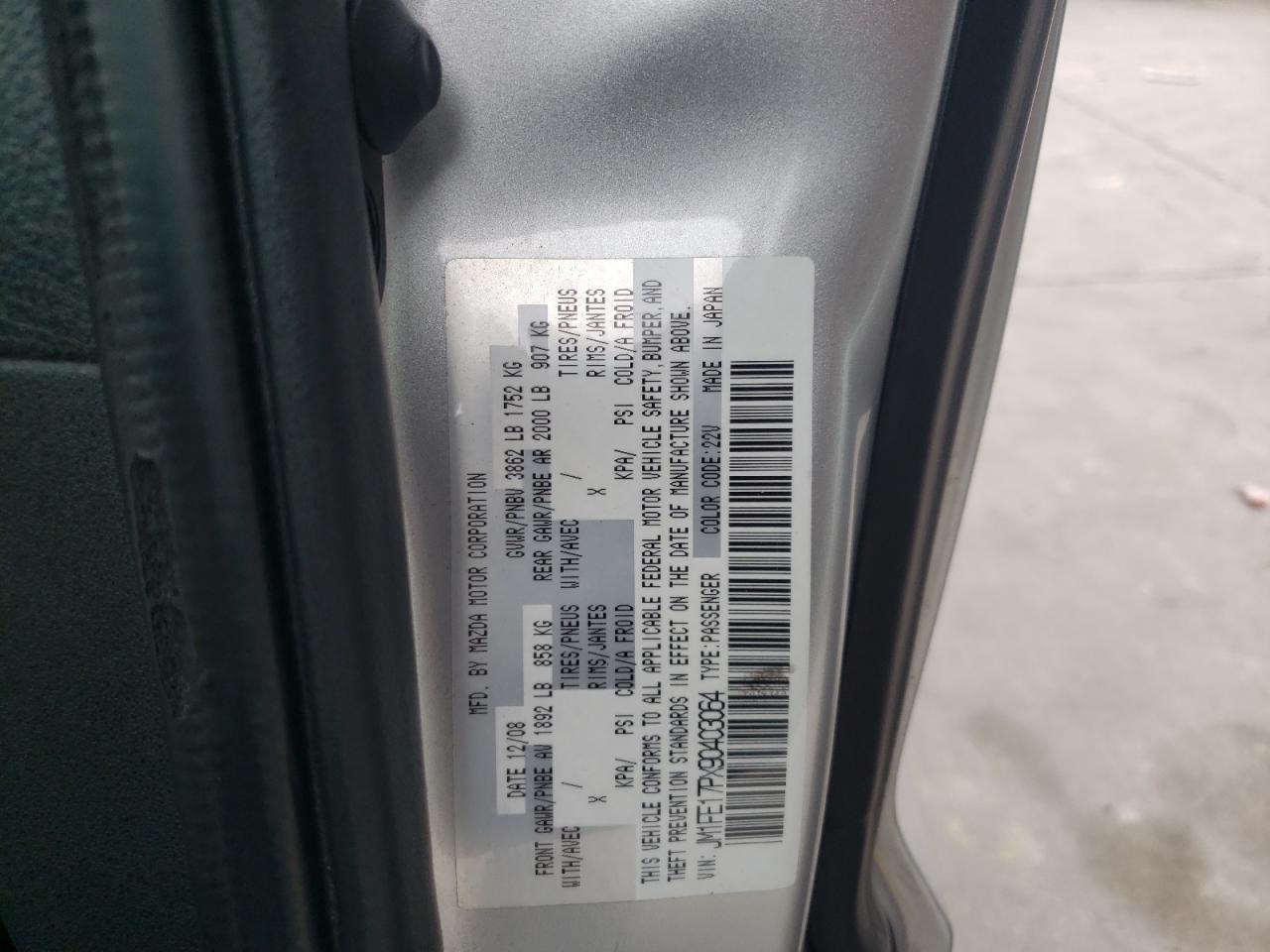 Photo 10 from auction – 2009 MAZDA RX8 with VIN JM1FE17PX90403064